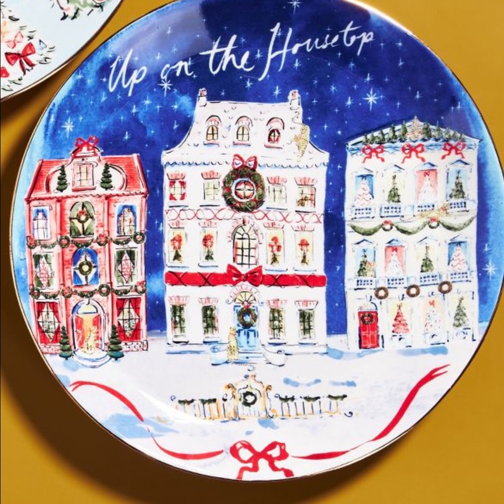 Anthropologie Susannah Garrod Up Tis the Season desert Plate New in Box